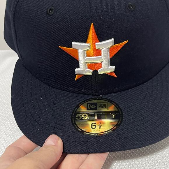 Houston Astros Baseball Hat New Era 59Fifty Navy Blue Fitted 6 7/8 On Field MLB - Picture 7 of 8